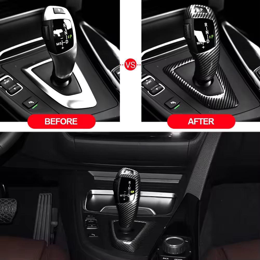 Garniture de pommeau de vitesse style carbone BMW