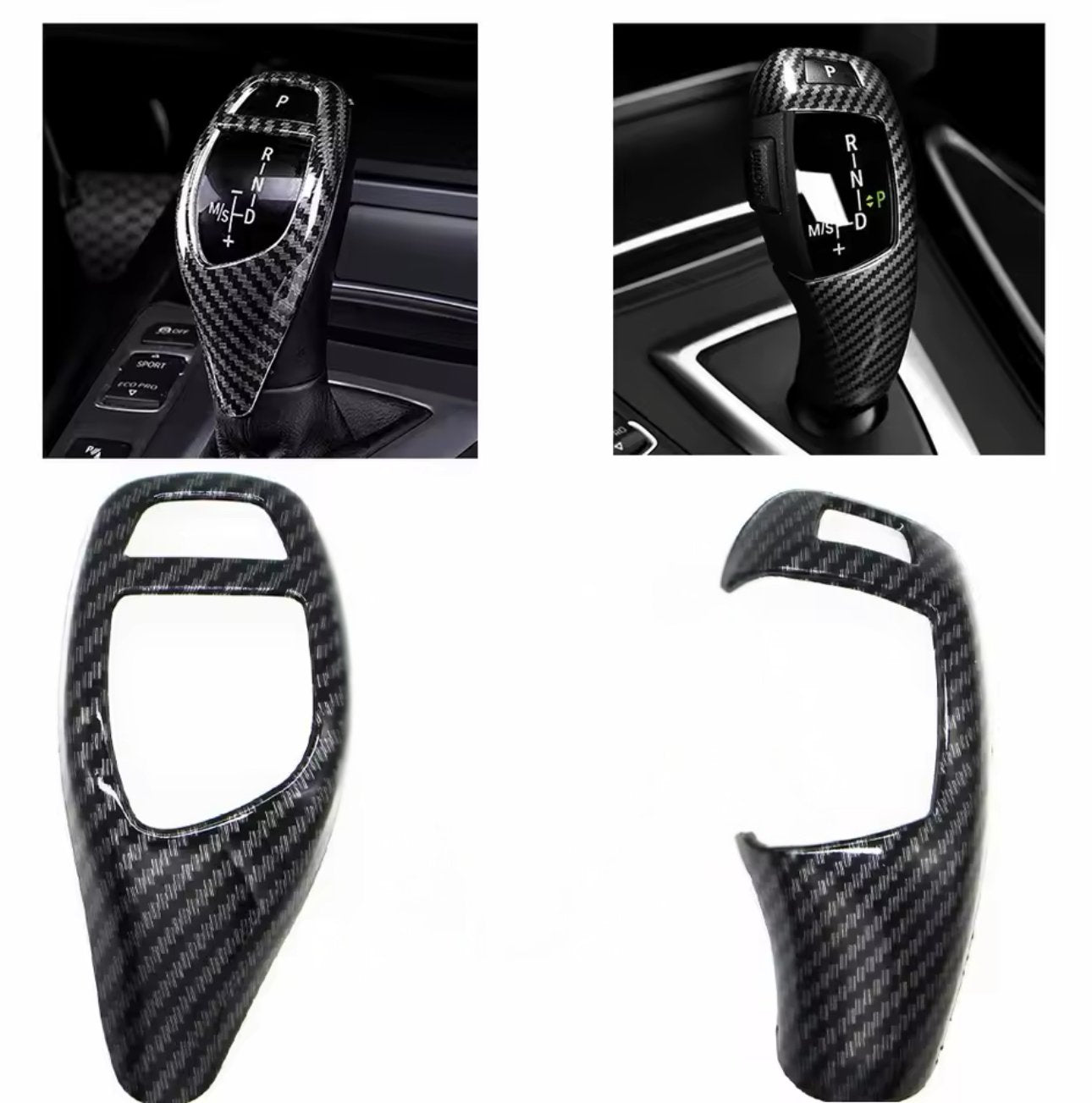 Garniture de pommeau de vitesse style carbone BMW