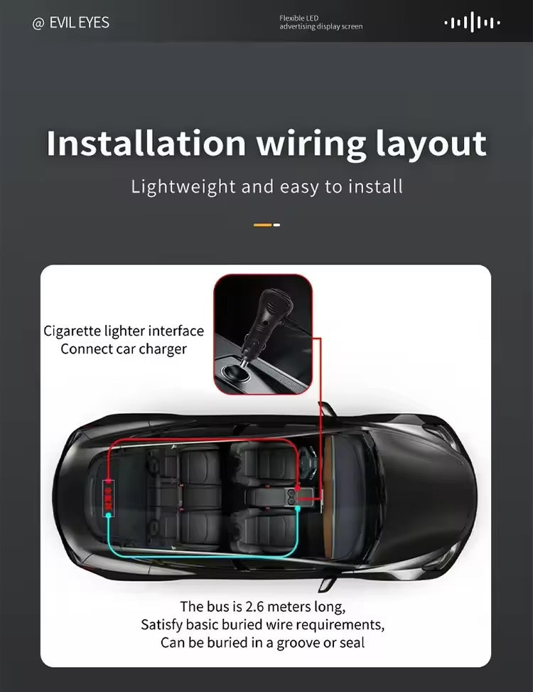 Panneau LED Flexible “Devil Eyes” avec Télécommande – Affichage Oculaire Animé pour Pare-Brise