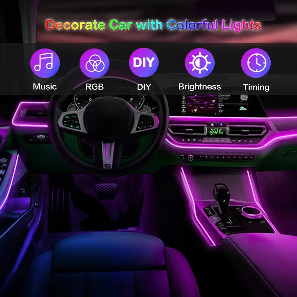 Kit fibre optique LED intérieur voiture RGB APP + commande