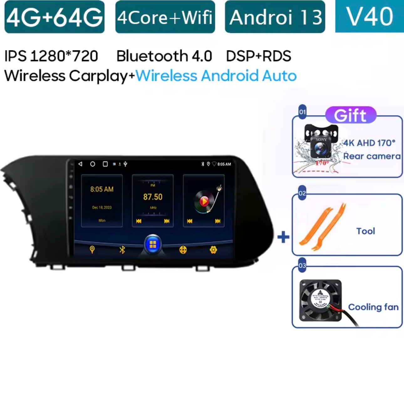 Autoradio Android Hyundai i20 – Navigation GPS, CarPlay & Performance Premium