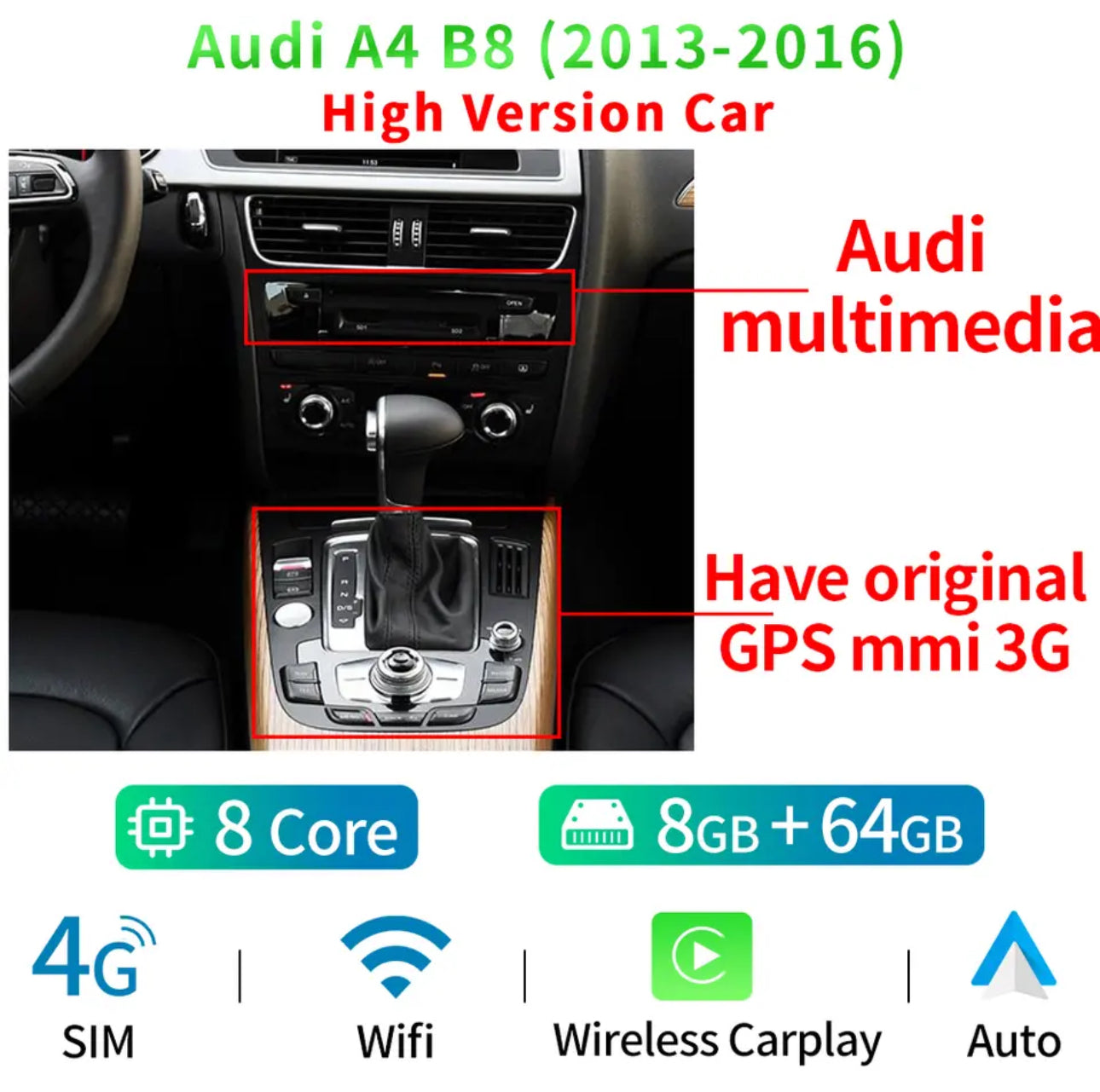 Autoradio androïde tactile Audi A4