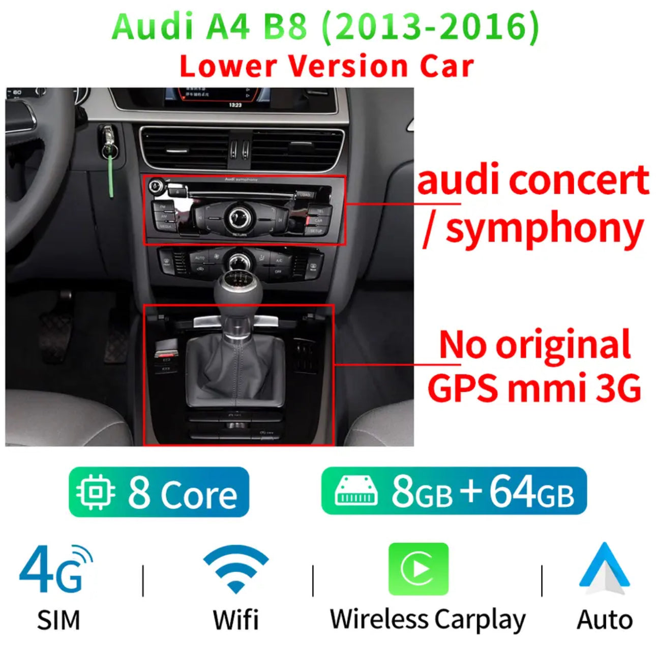 Autoradio androïde tactile Audi A4