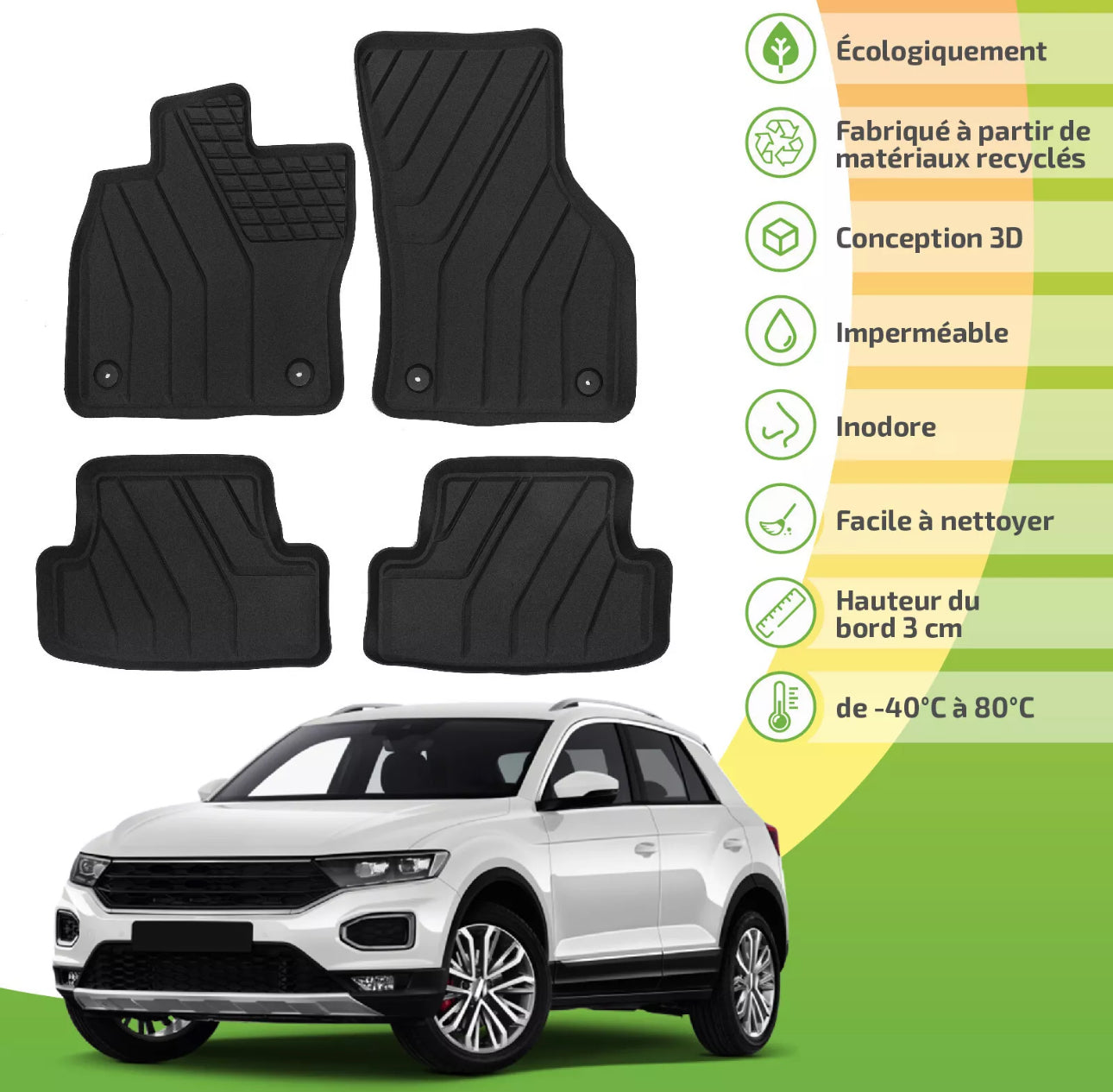 Tapis 3D sur mesure Volkswagen T-Roc