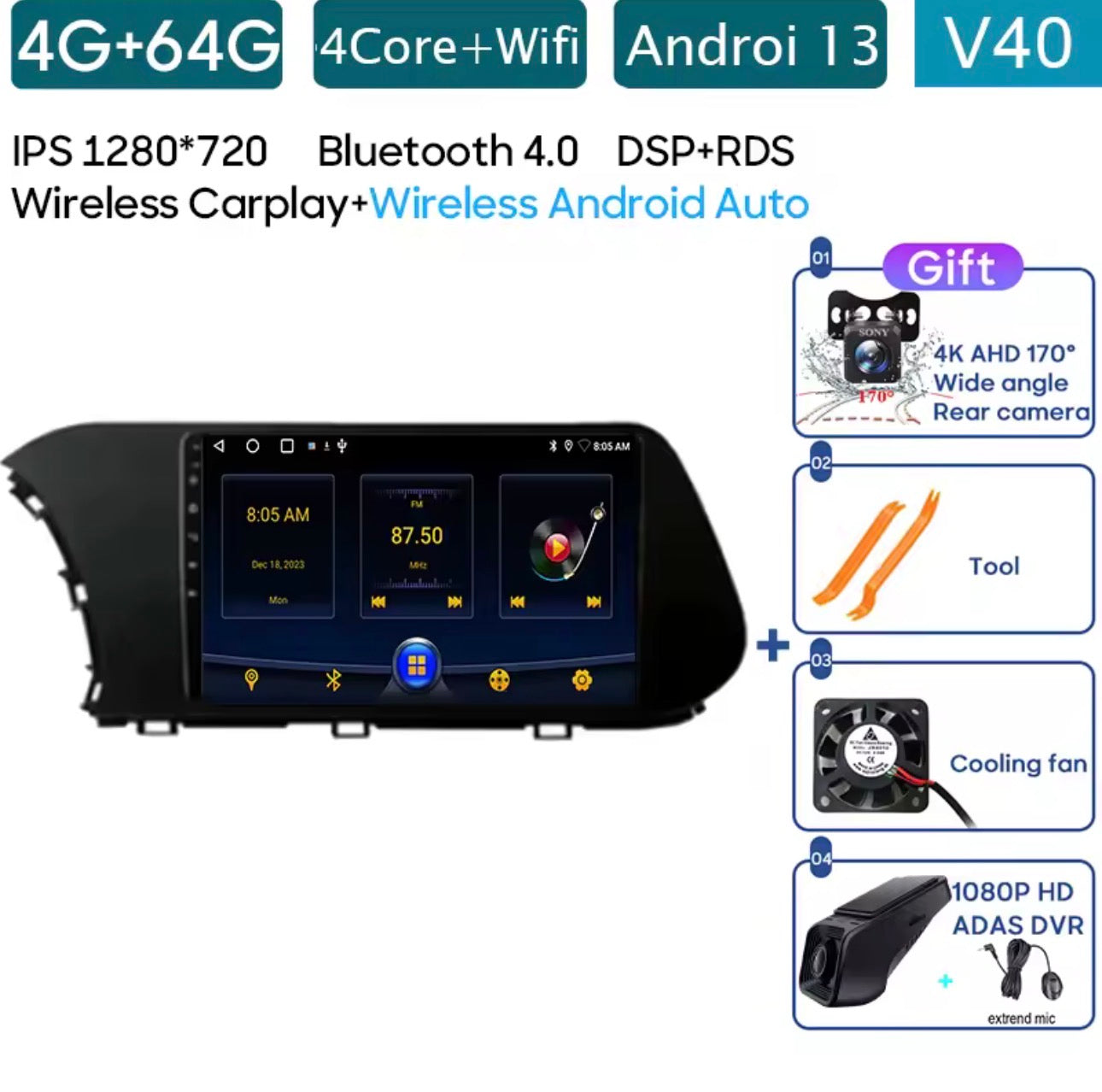 Autoradio Android Hyundai i20 – Navigation GPS, CarPlay & Performance Premium