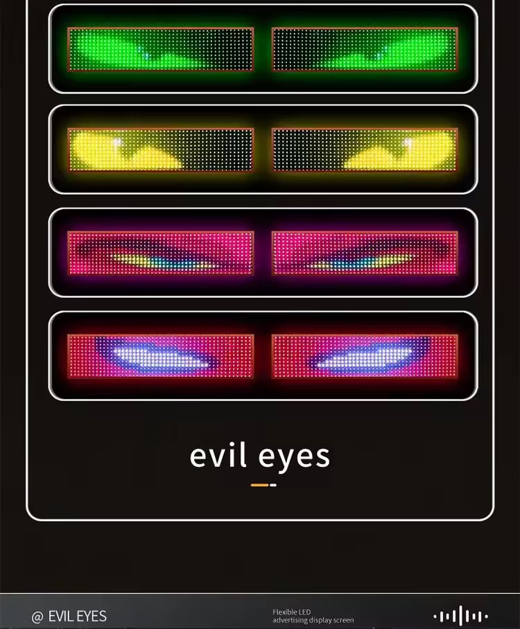 Panneau LED Flexible “Devil Eyes” avec Télécommande – Affichage Oculaire Animé pour Pare-Brise