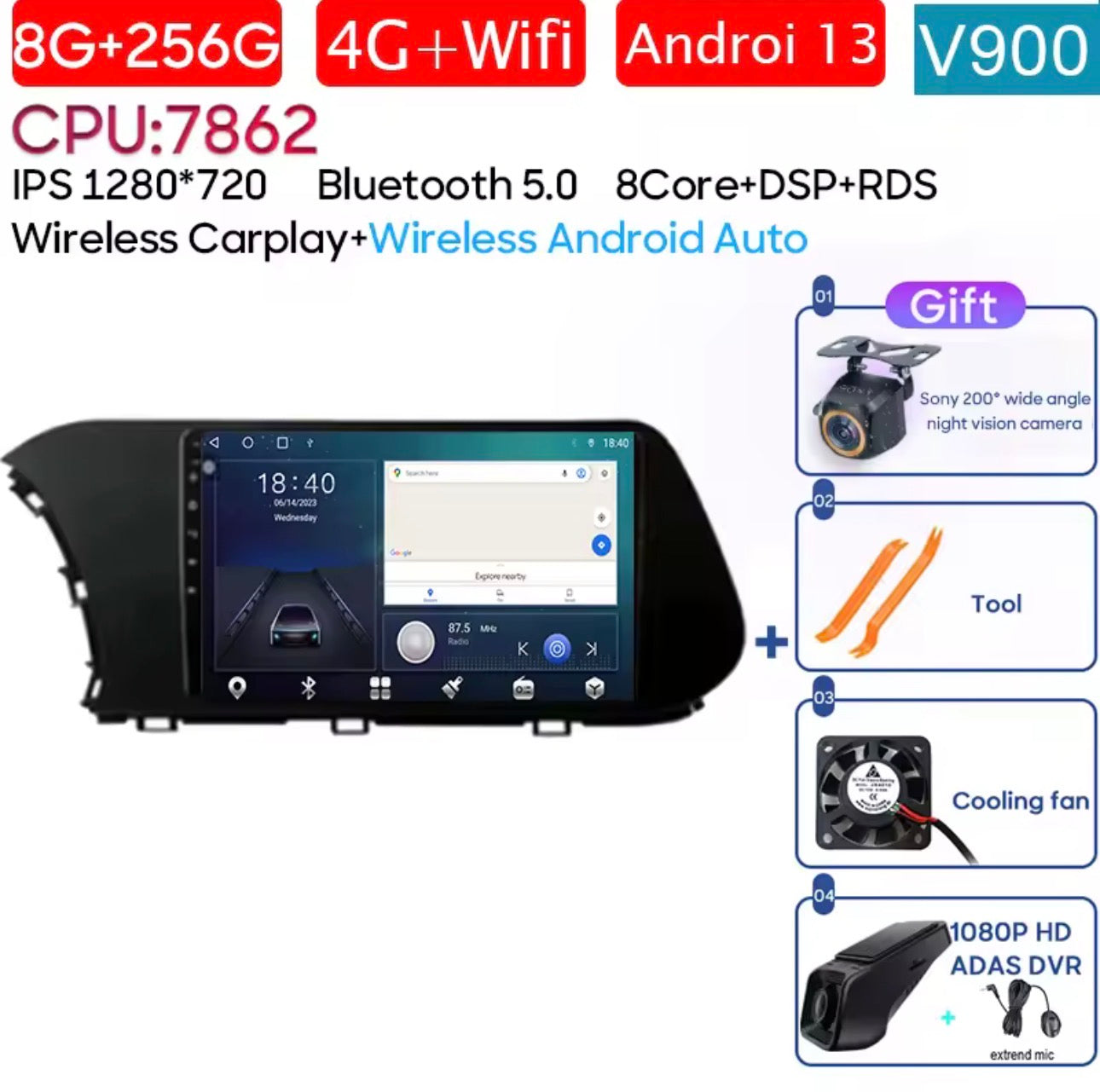 Autoradio Android Hyundai i20 – Navigation GPS, CarPlay & Performance Premium