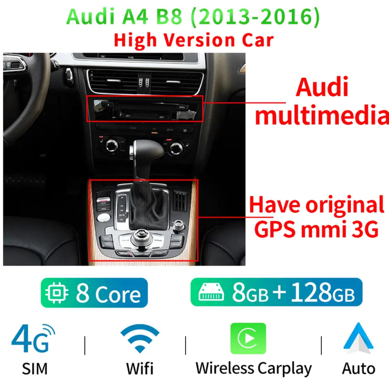 Autoradio androïde tactile Audi A4