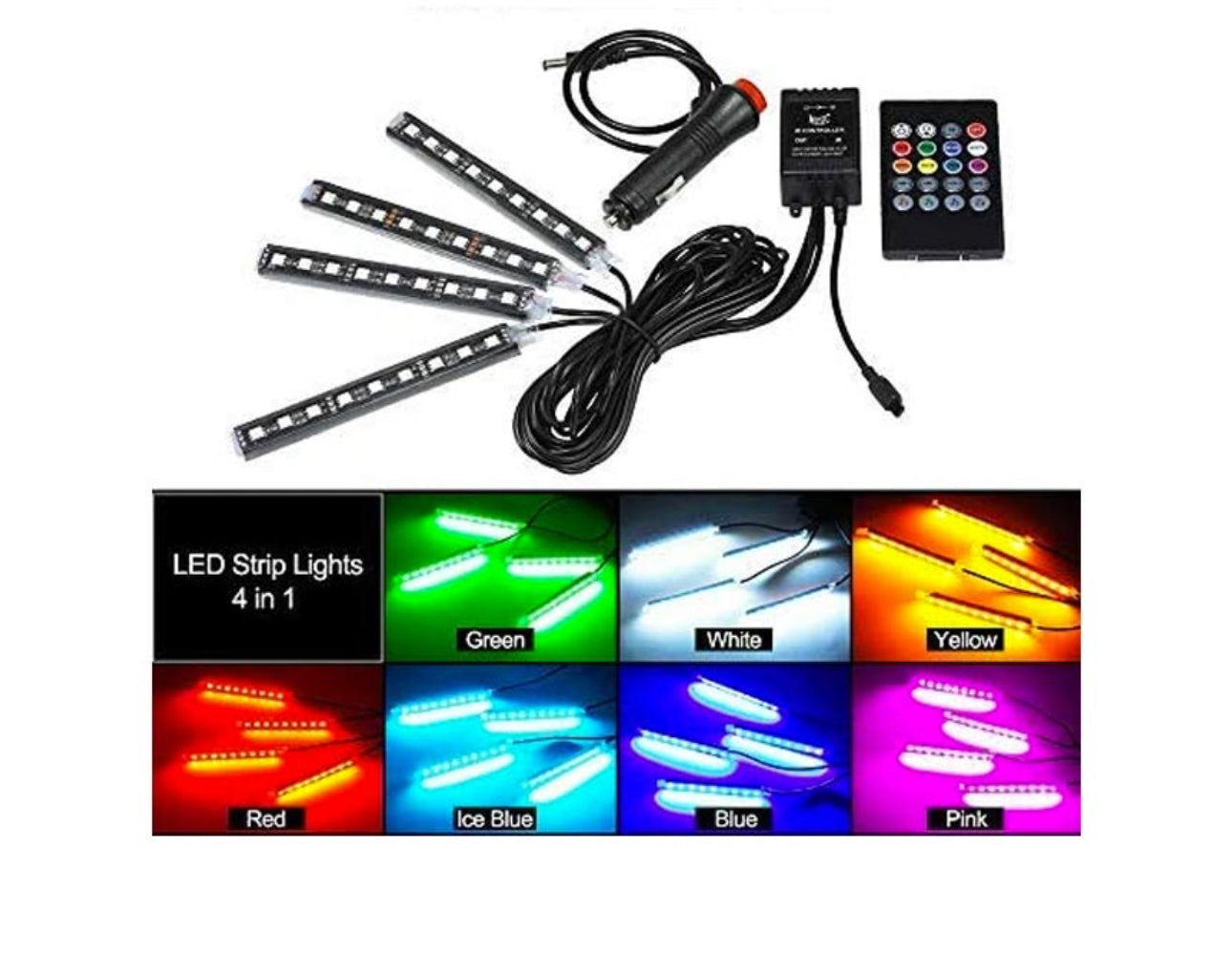 Kit éclairage RGB intérieur 4x9 LED IR DC12V